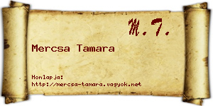 Mercsa Tamara névjegykártya